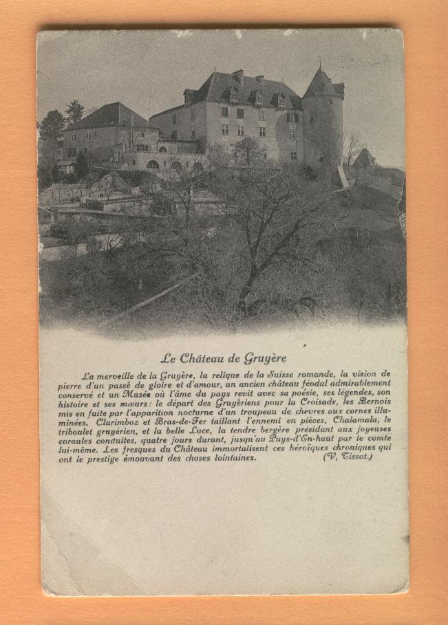 H139 Château De Gruyère, Avec Description Tissot.Cachet Bulle 1919 Vers Rouen. Pli, En L'état. - Bulle