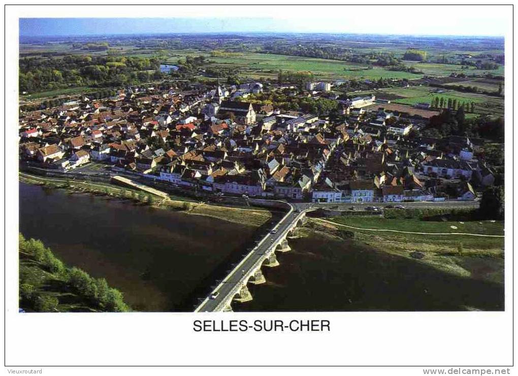 CPSM. SELLES SUE CHER. VUE AERIENNE. TIRAGE 1000 EXEMPLAIRE. DATEE 1997 - Selles Sur Cher