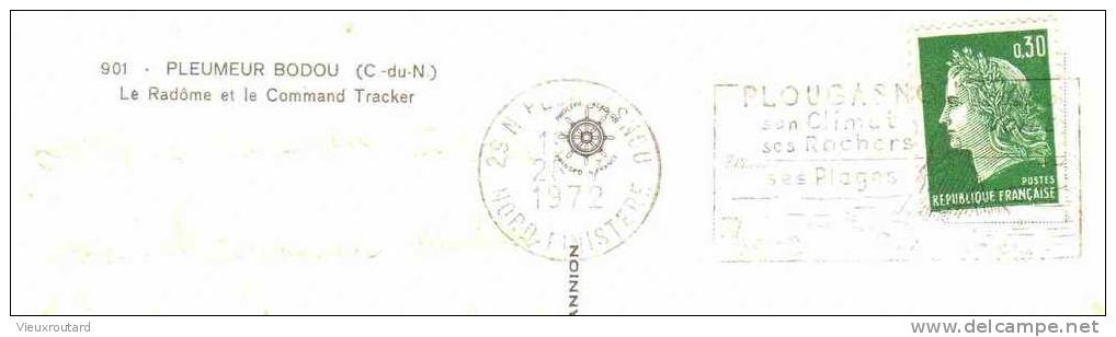 CPSM.  LE RADOME ET LE COMMAND TRAKER. PLEUMEUR BODOU. DATEE 1972. FLAME - Astronomie