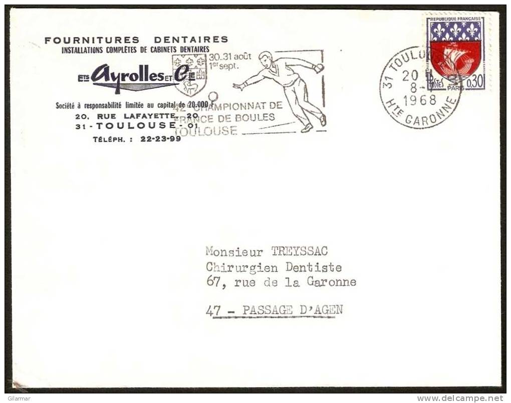 BOCCE / BOWLS - FRANCE TOULOUSE 1968 42^ CHAMPIONNAT DE FRANCE DE BOULES - Pétanque