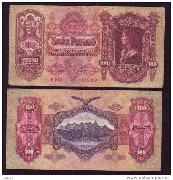 Hungary Billete De 1930 Szas Pengo 100 Pengo Issue 1 07 1930 . - Hungary