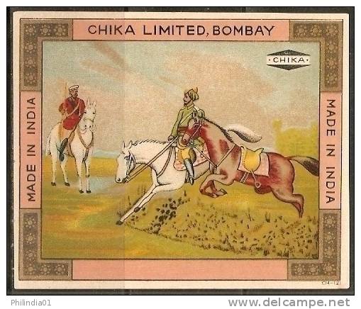 India Horse-Rider Vintage Trade Label Multi-colour - Other & Unclassified