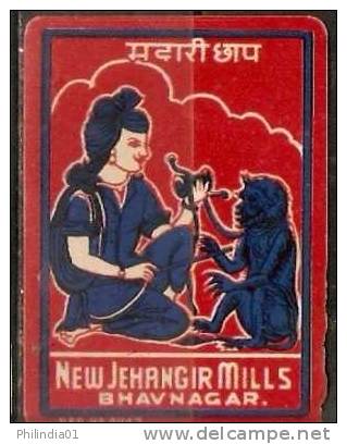 India Juggler Monkey Vintage Textile Label Multi-colour - Other & Unclassified