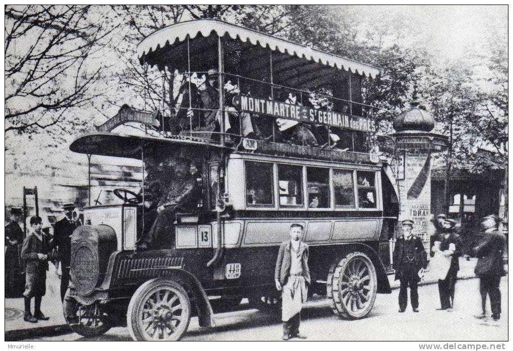 PARIS-AUTOBUS A IMPERALE MONTMARTRE ST GERMAIN DES PRES EN 1900-MB - Public Transport (surface)