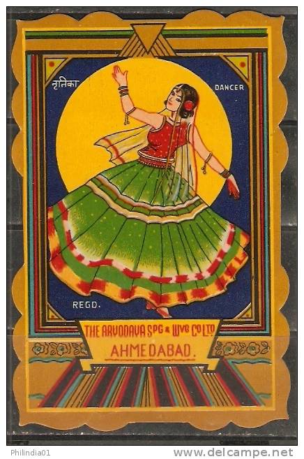 India Dancer Vintage Trade Textile Label Multi-colour - Other & Unclassified