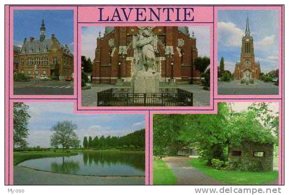 62 LAVENTIE L´Hotel De Ville Le Monument Aux Morts L´Eglise St Vaast La Base De Loisirs Le Jardin Public - Laventie