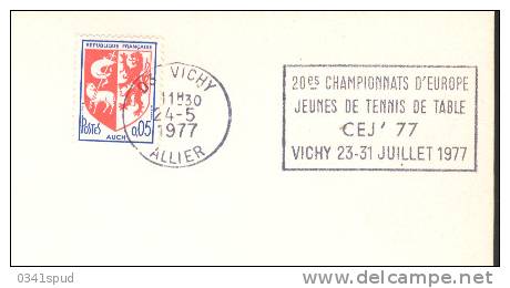 1977  France  03 Vichy  Champ Europe  Tennis De Table Ping-pong Tennis Tavolo Table Tennis Sur Carte - Tischtennis