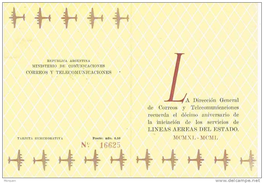 Tarjeta Conmemorativa ARGENTINA  1951. Aerea Buenos Aires - FDC