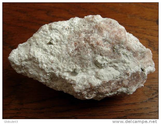 PYRITE (cubes) SUR GYPSE ROSE  9 X 4,5 CM SALIES DE BEARN - Mineralien