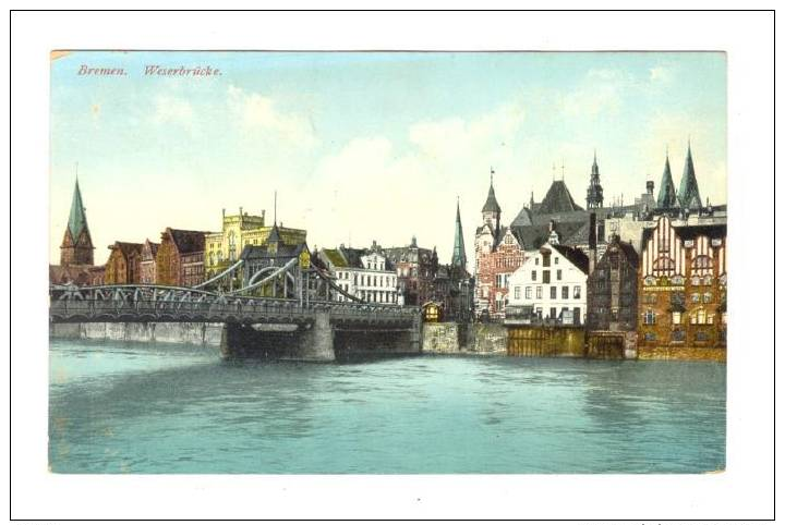 Bridge, Weserbrucke, Bremen (Bremen), Germany, 1900-1910s - Bremen