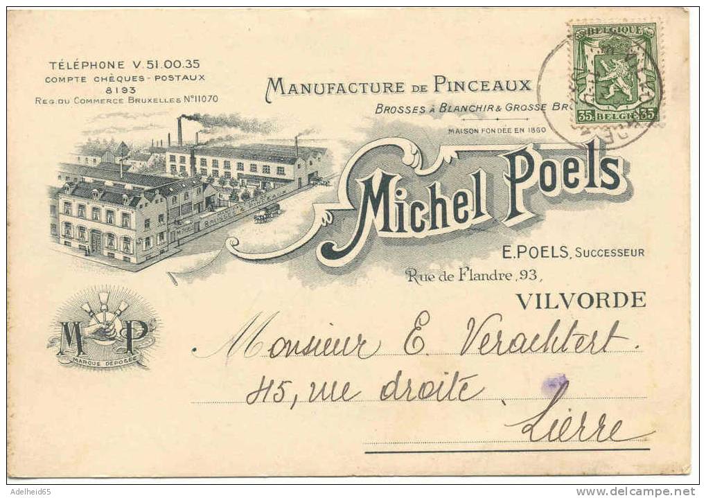 Vilvoorde Vilvorde Litho Manufacture De Pinceaux Michel Poels Rue De Flandre 93 - Vilvoorde