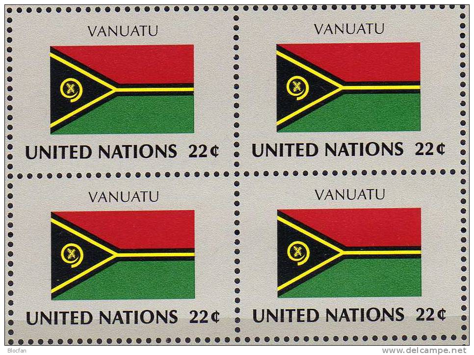 VANUATU UN-Flaggen VIII 1987 New York 527+ 4-Block + Kleinbogen ** 16€ - Vanuatu (1980-...)