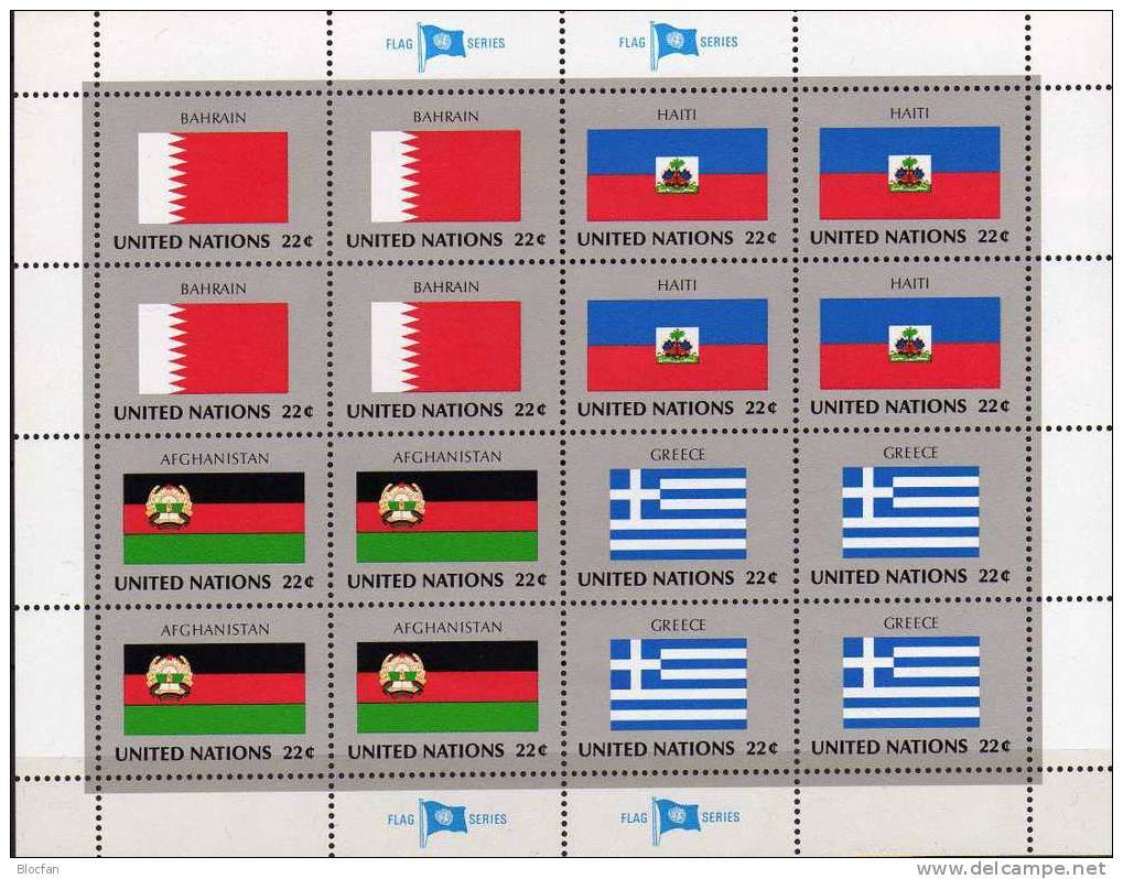 BAHRAIN UN-Flaggen VIII 1987 New York 536+ 4-Block + Kleinbogen ** 16€ - Bahrein (1965-...)