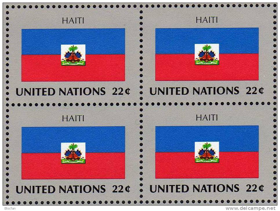 HAITI UN-Flaggen VIII 1987 New York 537+ 4-Block + Kleinbogen ** 16€ - Haití