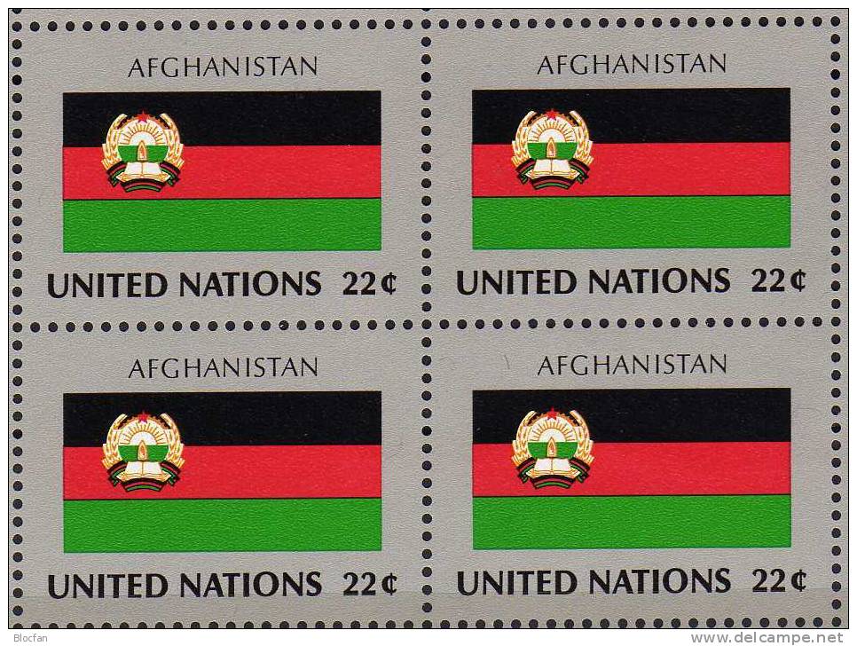 AFGHANISTAN UN-Flaggen VIII 1987 New York 538+ 4-Block + Kleinbogen ** 16€ - Afghanistan