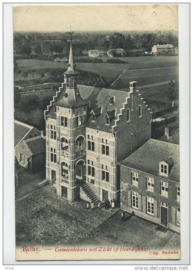 Retie  -  Rethy : Gemeentehuis Met Zicht Op Boerdijkhof  ( Geschreven Kaart Met Zegel  1910 ) - Retie