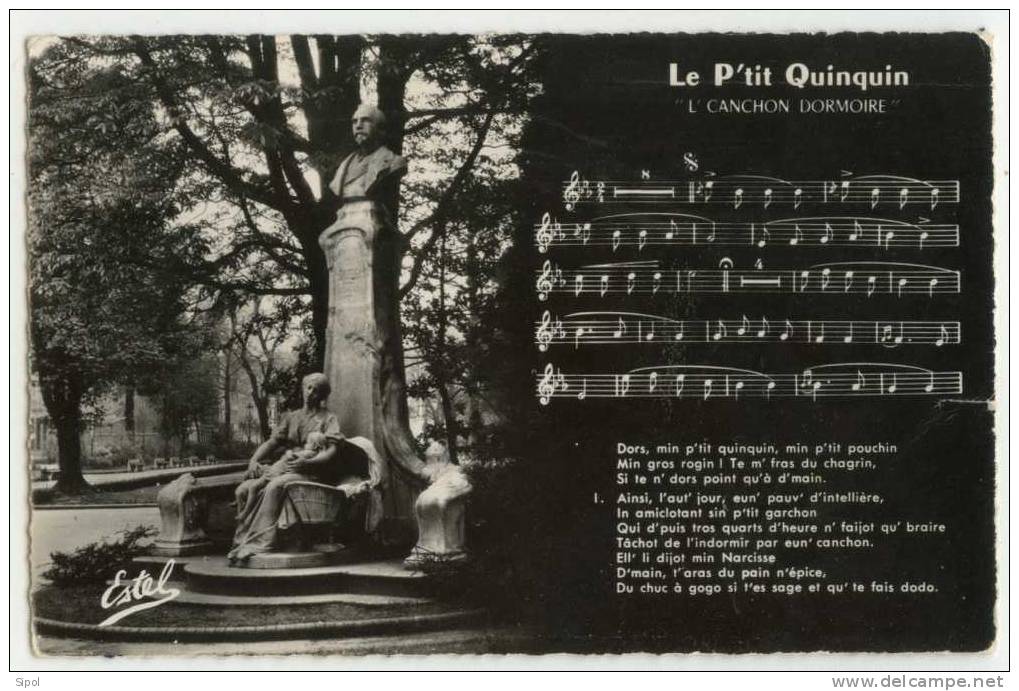 Lille Monument De Desrousseaux Et  Paroles & Musique De La Chanson Du ´´P´tit Quinquin ´´ Circulé En 1958 - Musique