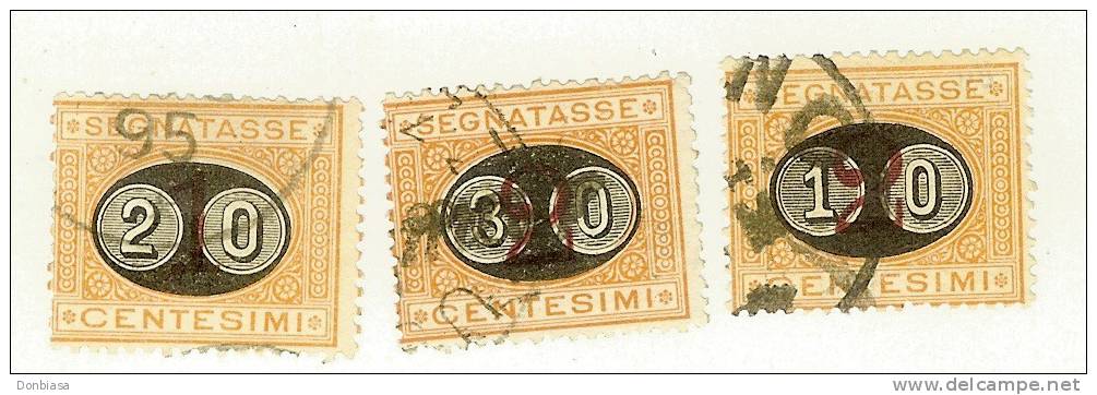 Regno 1890-91 Segnatasse Del 1870 (n.3-4) Soprastampati Con Nuovo Valore. Detti "mascherine". - Segnatasse