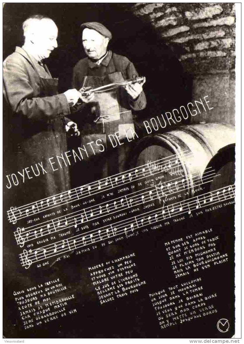 CPSM. JOYEUX ENFANTS DE LA BOURGOGNE...CHANSON.  DATEE 1959. DENTELLEE - Bourgogne