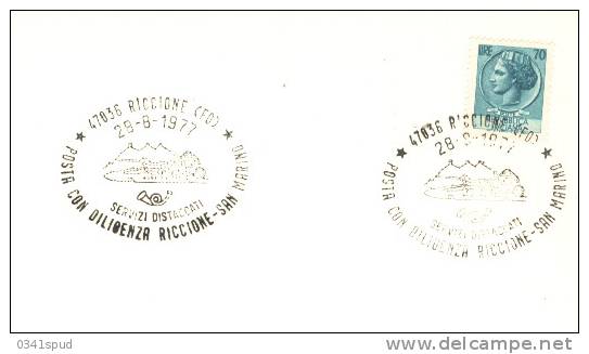 1977  Italia Diligenza  Riccione  San Marino Su Cartoncino  Diligence Mail-coach - Diligences