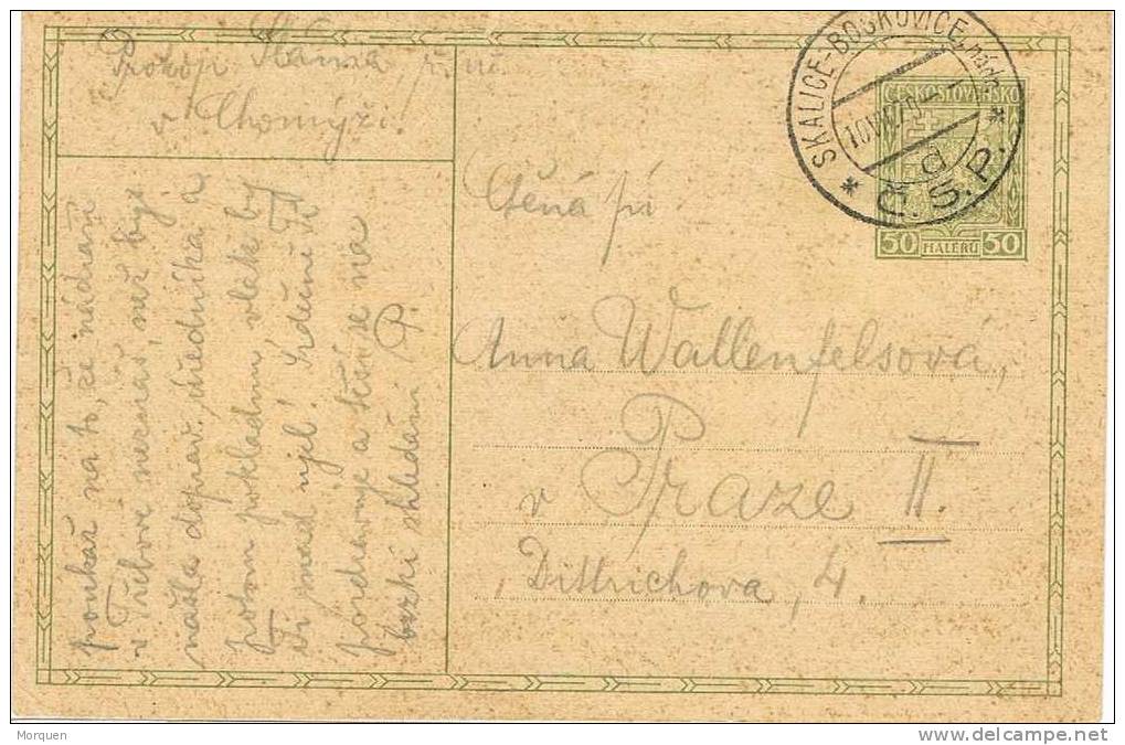 Entero Postal SKALICE - BOSKOVICE (Checoslovaquia) 1929 - Ansichtskarten