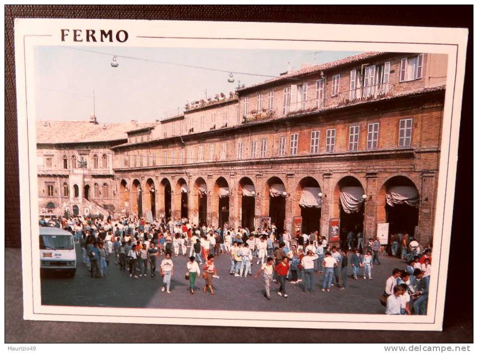 FERMO 1989 Lug 25 PIAZZA DEL POPOLO - DA PORTO SAN GIORGIO  PER LECCE - LOGO SAN CARLO IN FOTO - Fermo
