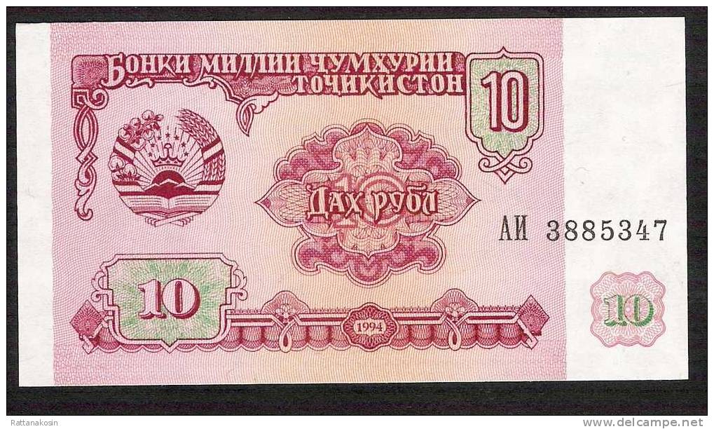 TAJIKISTAN  P3  10  RUBLES   1994  UNC.  X  10 PIECES - Tayikistán