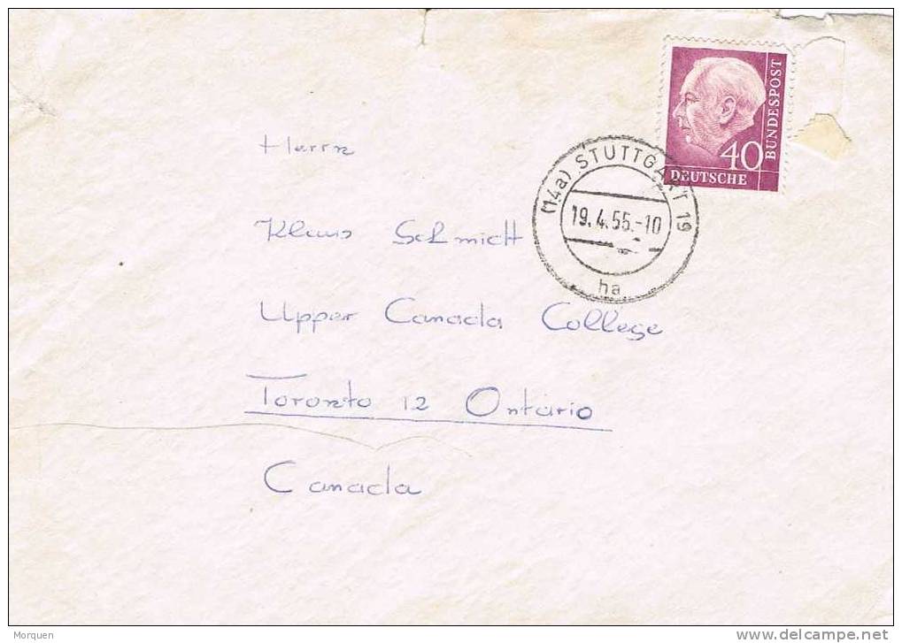 Carta STUTTGART (Alemania Federal) 1955 - Briefe U. Dokumente