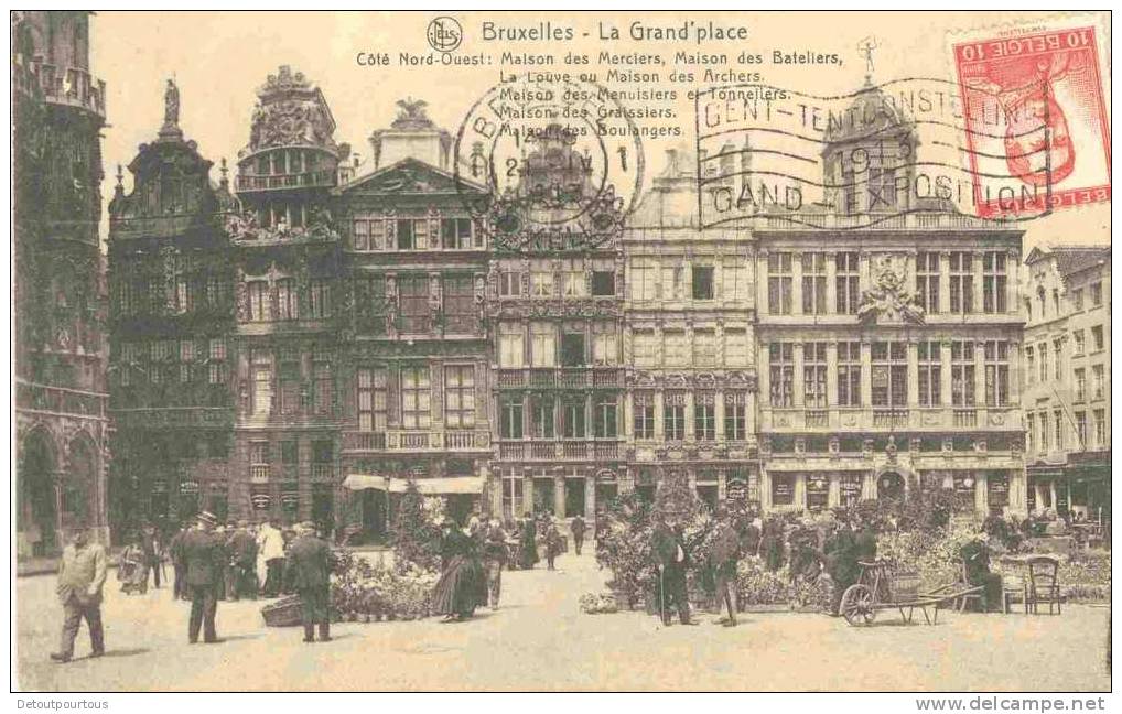 BRUXELLES BRUSSEL : 1913 Grand Place Maison Des Merciers Bateliers Menuisiers Tonneliers Graissiers Boulangers La Louve - Marchés