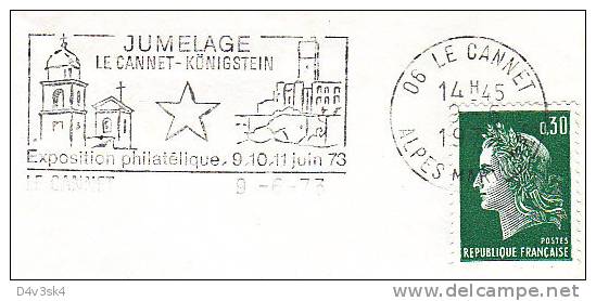 1973 France 06 Alpes Maritimes Le Cannet Konigstein Jumelage Villes Jumelees Town Twinning Gemellagio - Mechanical Postmarks (Advertisement)