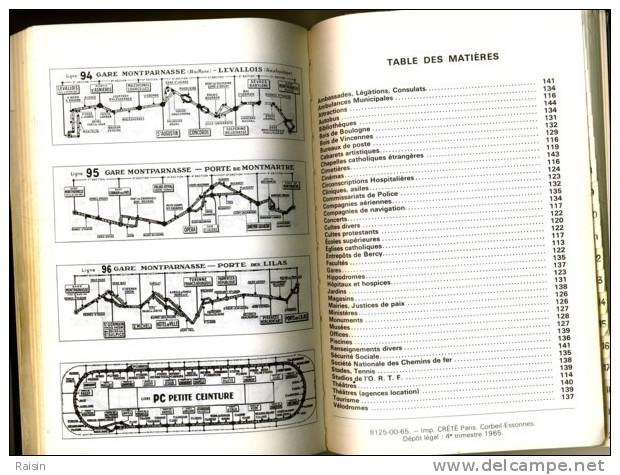 Guide Métro Bus Paris  A. Leconte Editeur 1965 150 Pages Plus Maxi-carte Plan De ParisTBE - Karten/Atlanten