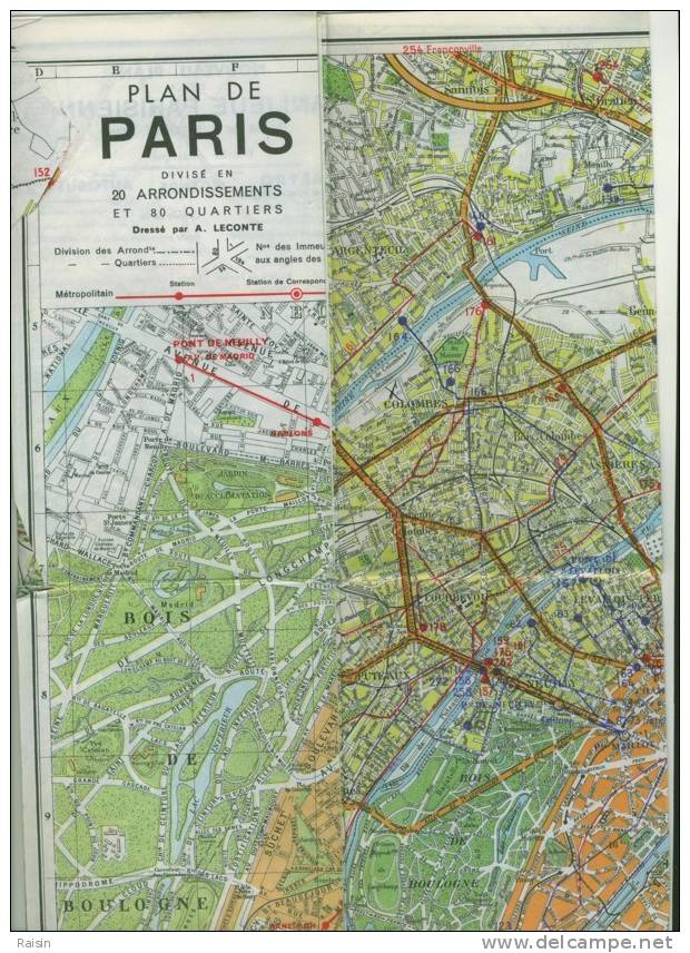 Guide Métro Bus Paris  A. Leconte Editeur 1965 150 Pages Plus Maxi-carte Plan De ParisTBE - Cartes/Atlas