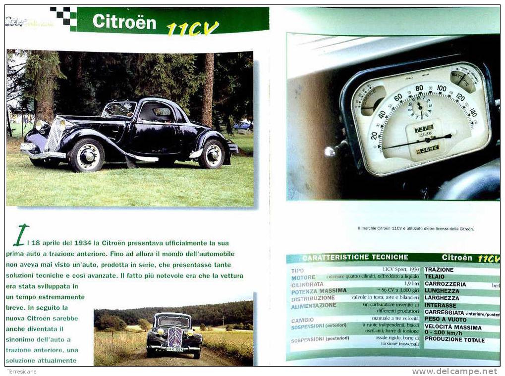 SCHEDA FICHE TECNICO STORICA CAR COLLECTION DEL PRADO CITROEN 11 CV - Motoren