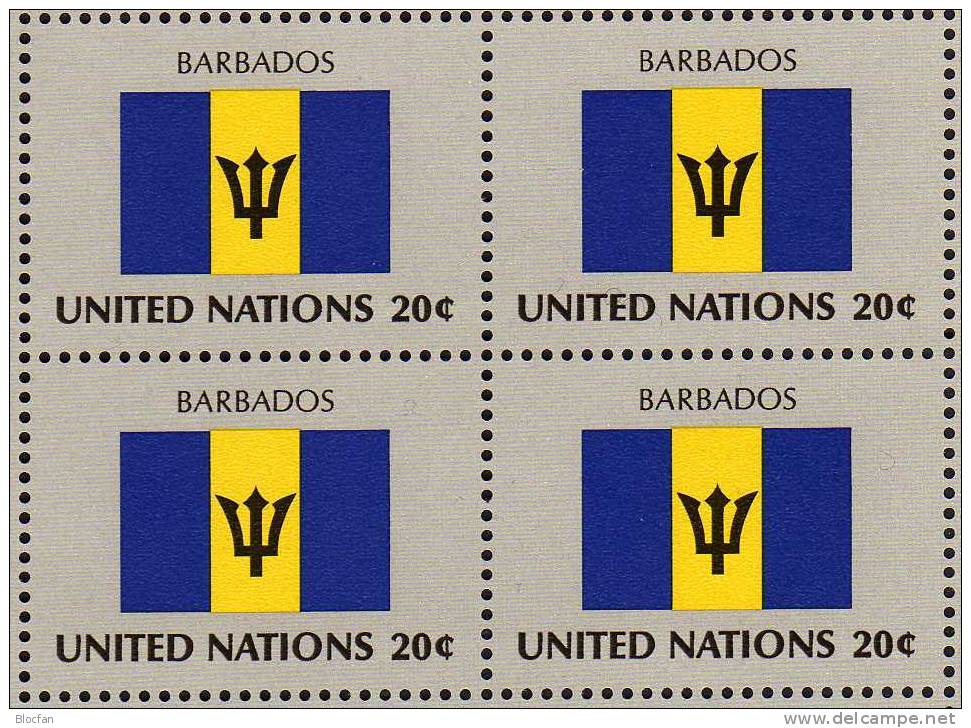 Barbados UN-Flaggen IV 1983 New York 423+ 4-Block + Kleinbogen ** 7€ - Barbades (1966-...)