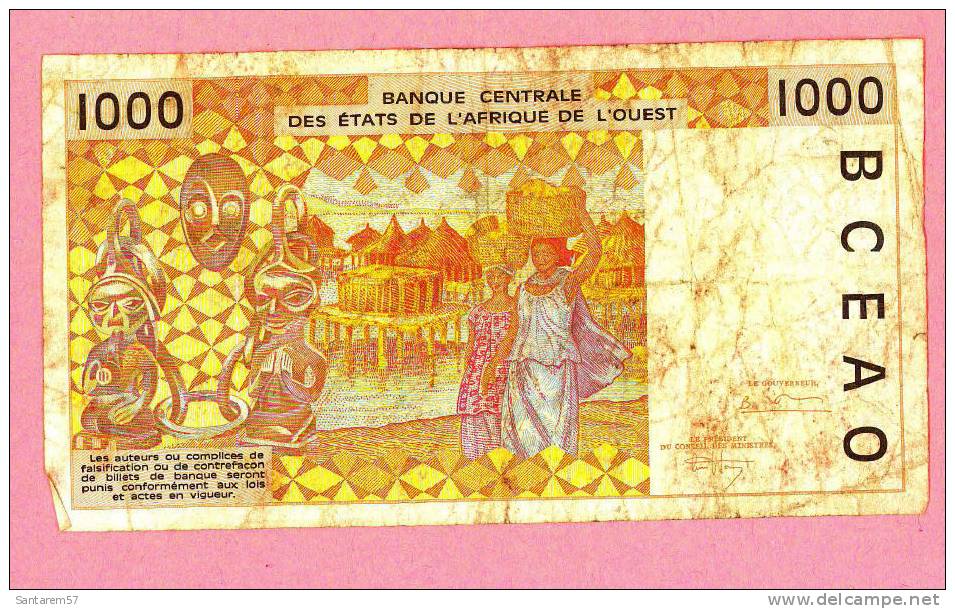 Billet De Banque Nota Banknote Bill 1000 Mille Francs BANQUE CENTRALE DES ETATS DE L´AFRIQUE DE L´OUEST - Autres - Afrique