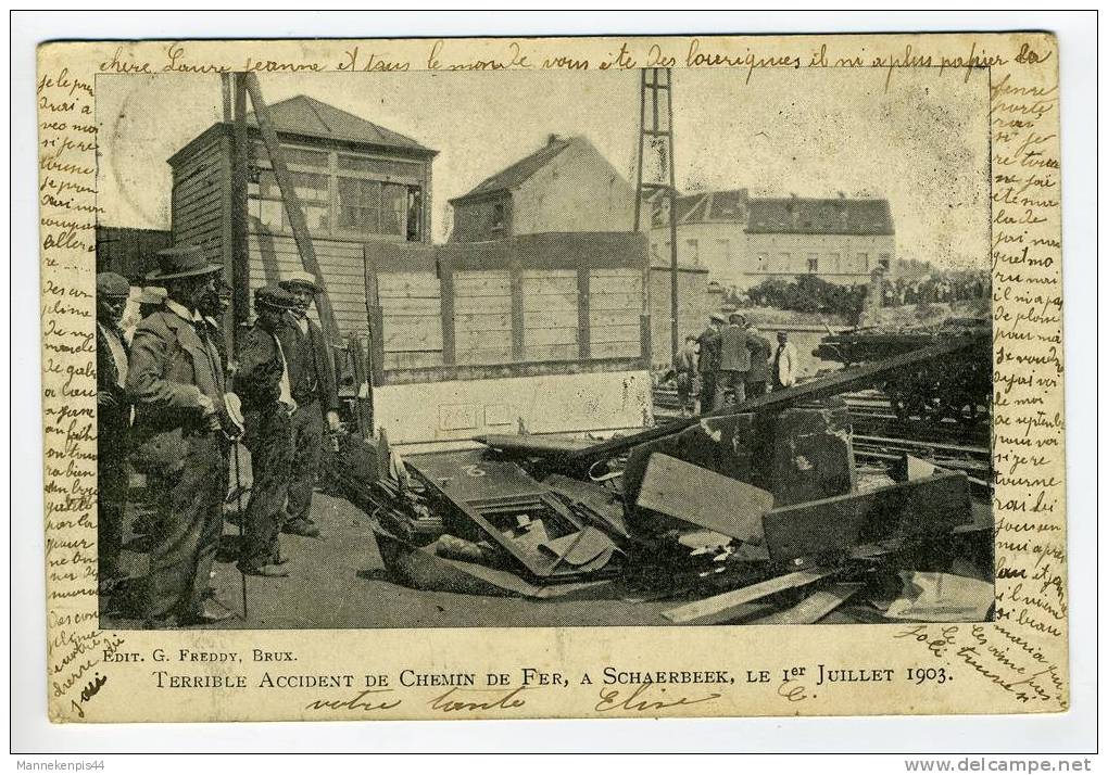 Bruxelles - Schaerbeek - Schaarbeek - Terrible Accident De Chemin De Fer, à Schaerbeek, Le 1er Juillet 1903 - Chemins De Fer, Gares