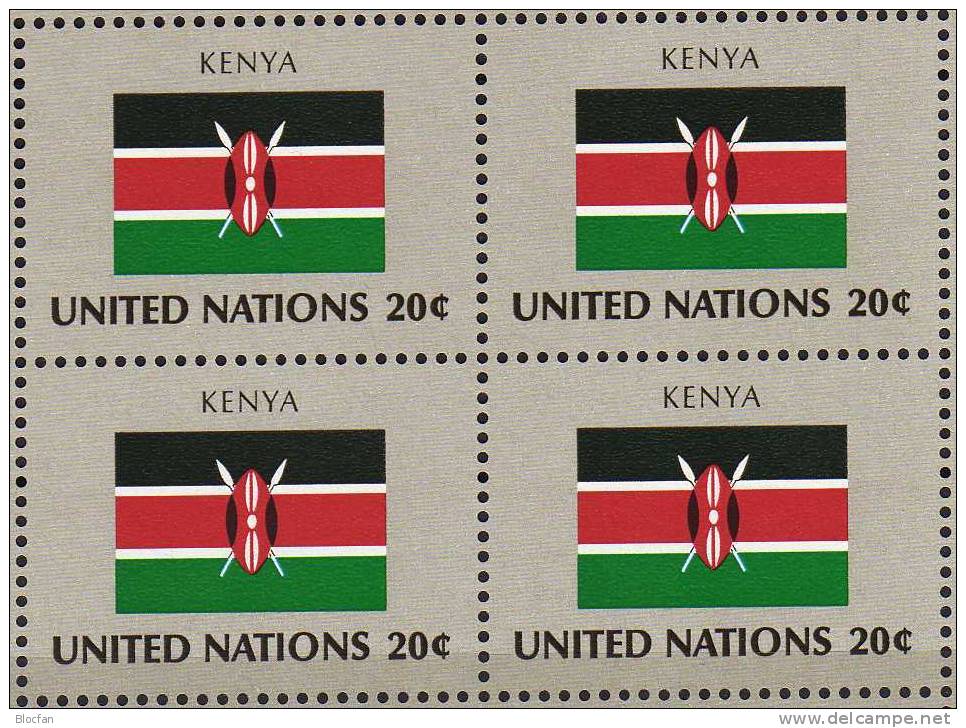 Kenia UN-Flaggen IV 1983 New York 429+ 4-Block + Kleinbogen ** 7€ - Kenya (1963-...)