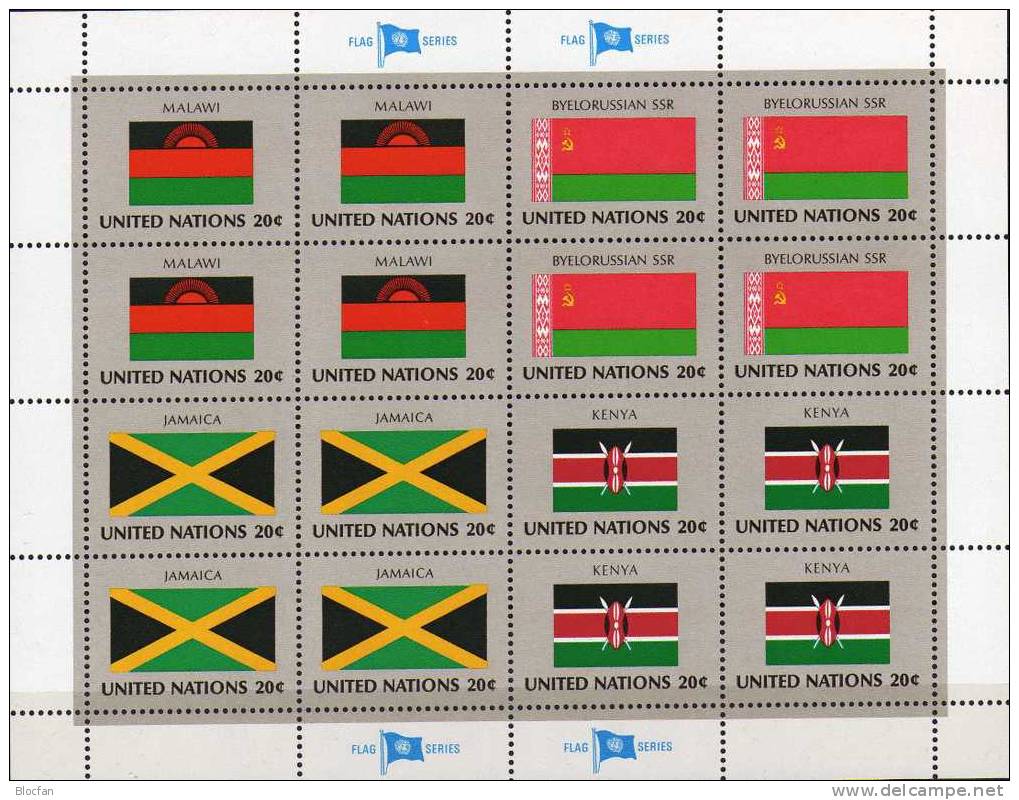 Kenia UN-Flaggen IV 1983 New York 429+ 4-Block + Kleinbogen ** 7€ - Kenya (1963-...)