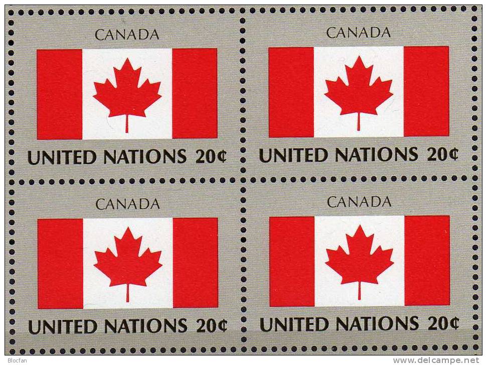 Kanada UN-Flaggen IV 1983 New York 433+ 4-Block + Kleinbogen ** 7€ - Unused Stamps