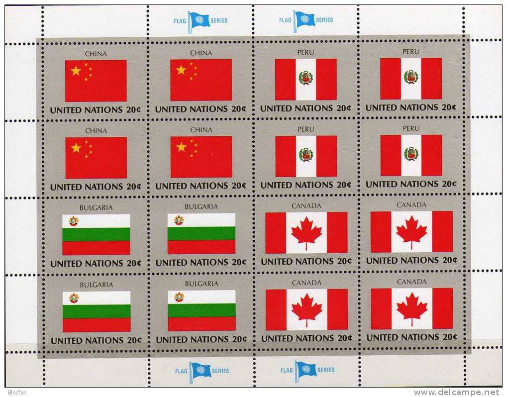 Kanada UN-Flaggen IV 1983 New York 433+ 4-Block + Kleinbogen ** 7€ - Unused Stamps