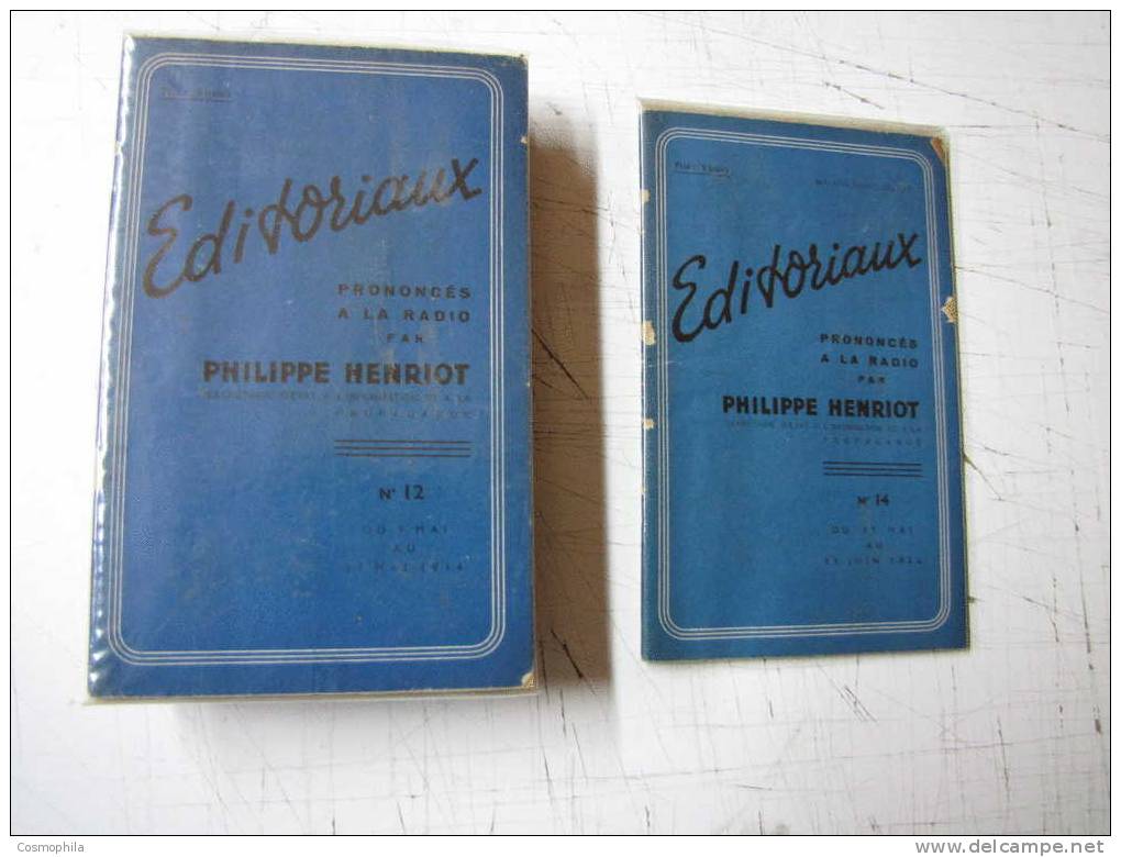 1944 - Lot De 10 Facicules Les " Editoriaux De Philippe HENRIOT " . RARISIME !! - Wholesale, Bulk Lots