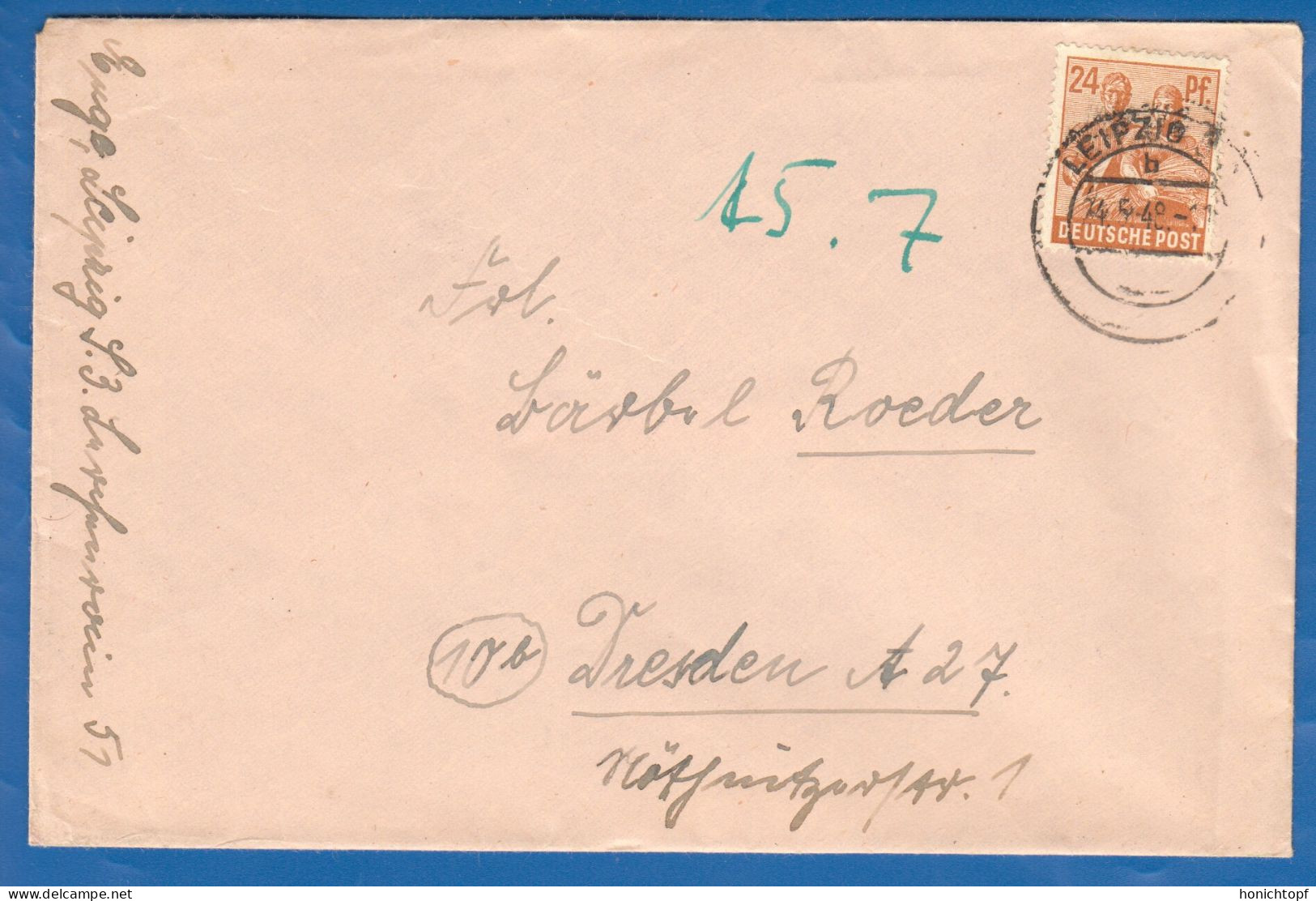 Deutschland; Alliierte Besetzung MiNr. 951; 1948; Leipzig - Storia Postale