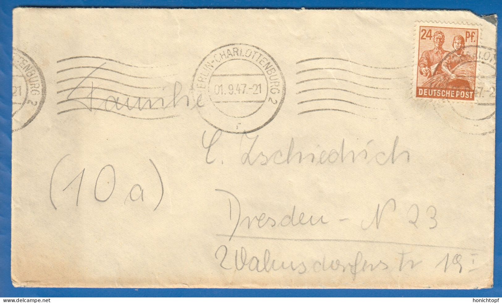 Deutschland; Alliierte Besetzung MiNr. 951; 1947; Berlin Charlottenburg - Covers & Documents