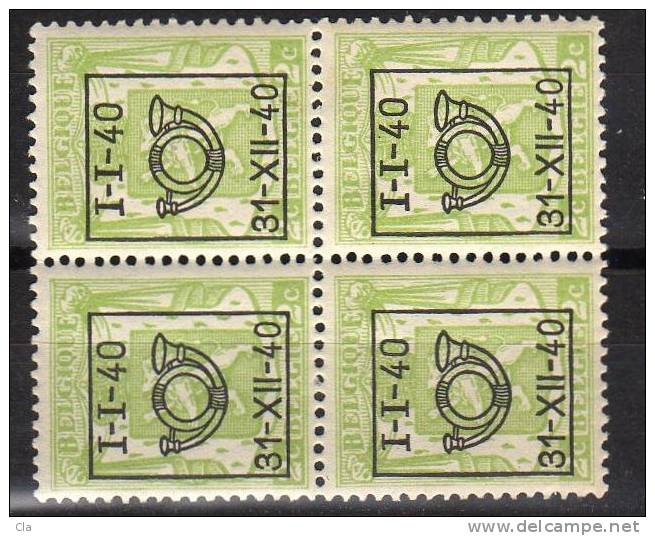 PO 437  Bloc De 4  **  Cob 60 - Typo Precancels 1936-51 (Small Seal Of The State)