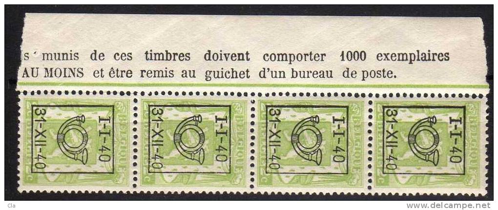 PO 437  Bande De 4  **  Cob 60  Bdf  Insc. Marginales - Typos 1936-51 (Petit Sceau)