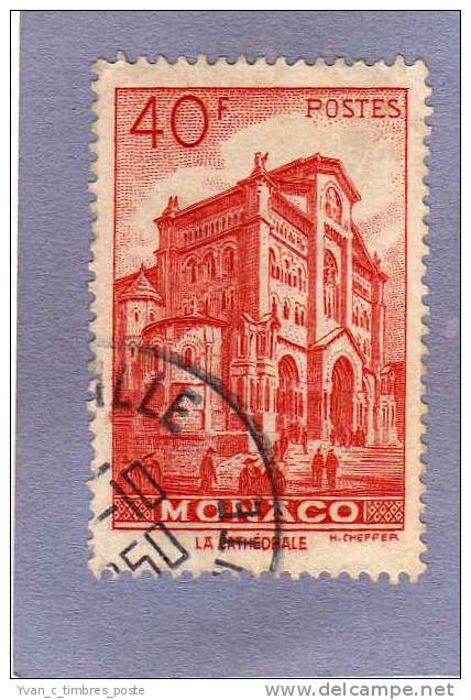 MONACO TIMBRE N° 313B OBLITERE PRINCE RAINIER III LA CATHEDRALE 40F ROUGE - Used Stamps