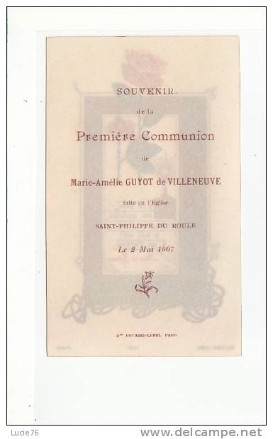 Image Translucide  - Souvenir  1ère Communion  De  1907 -   En Ce Jour De Grâces....... -   Mgf De Ségur - Images Religieuses