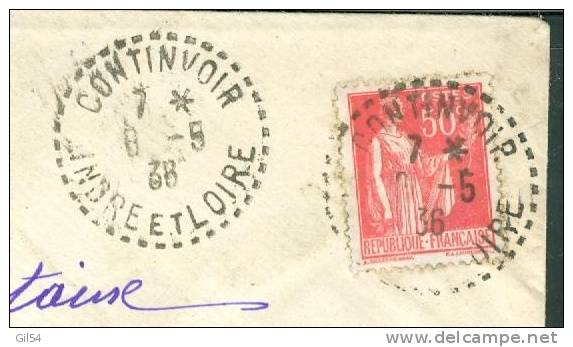 Yvert N°283 Oblitéré Cachet Bureau De Distribution De Continvoir( Dpt 37) En 1936  - AA57b - Storia Postale