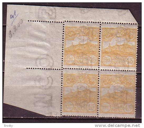 Y6513 - SAN MARINO Ss N°41 - SAINT-MARIN Yv N°41 ** Quartina Bloc - Unused Stamps