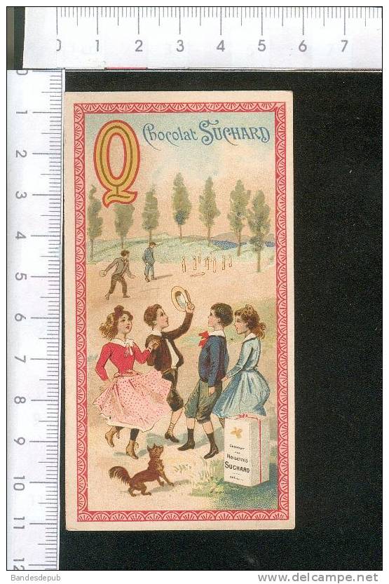 Suchard Jolie Chromo Alphabet Lettre Q Jeu Quilles  Quadrille Danse - Suchard